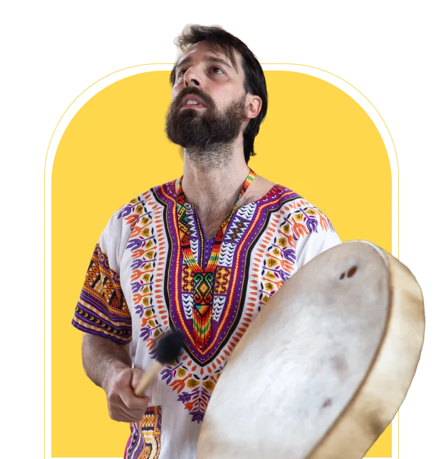 A Photo of Leanardo with a yellow background